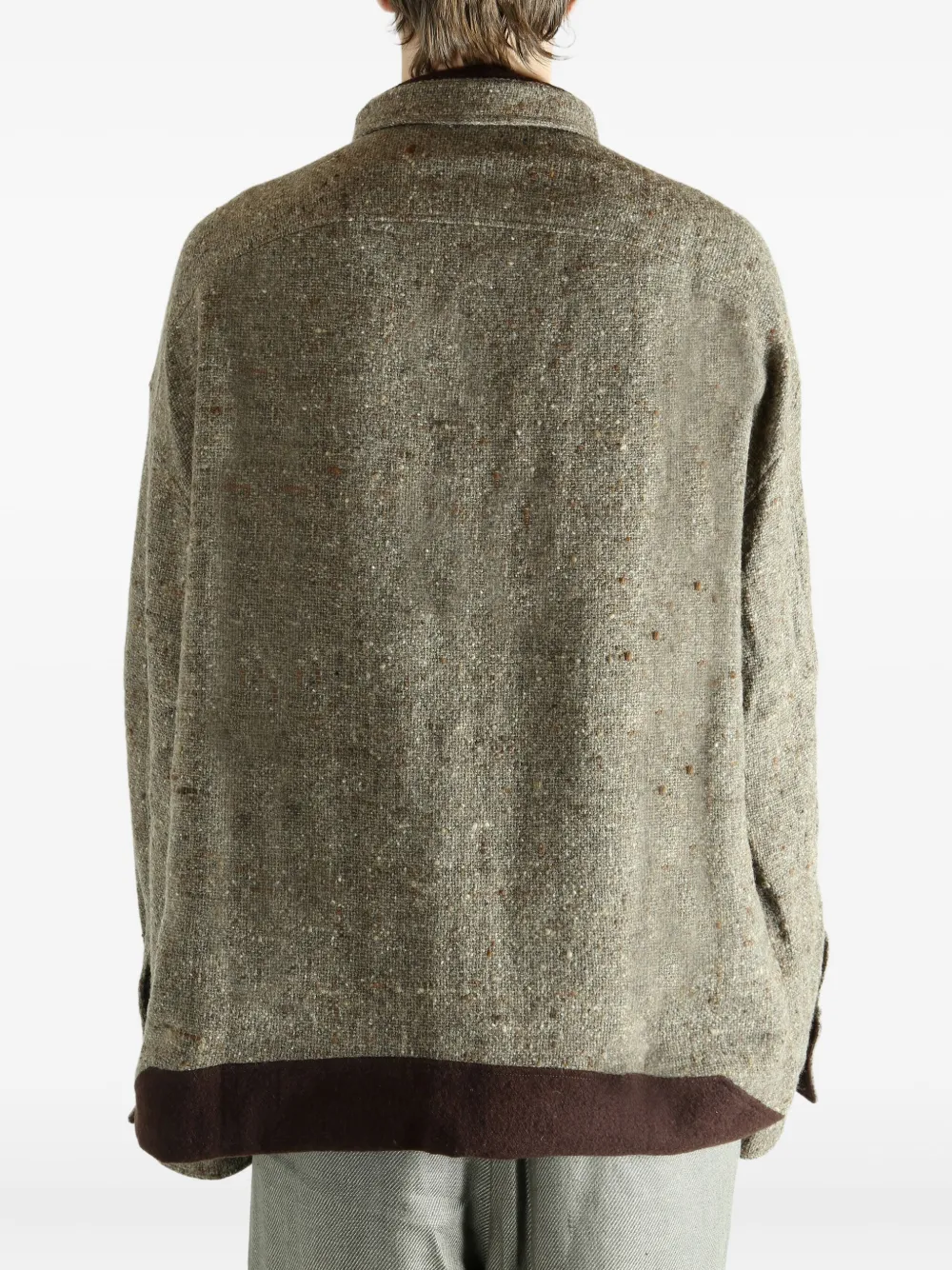 Ziggy Chen Wool Oversized Shirt In Green