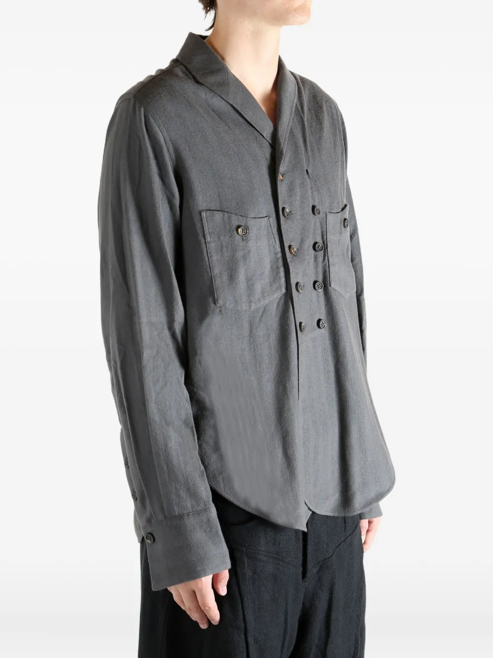 Ziggy Chen Double-breasted Shirt In Gray