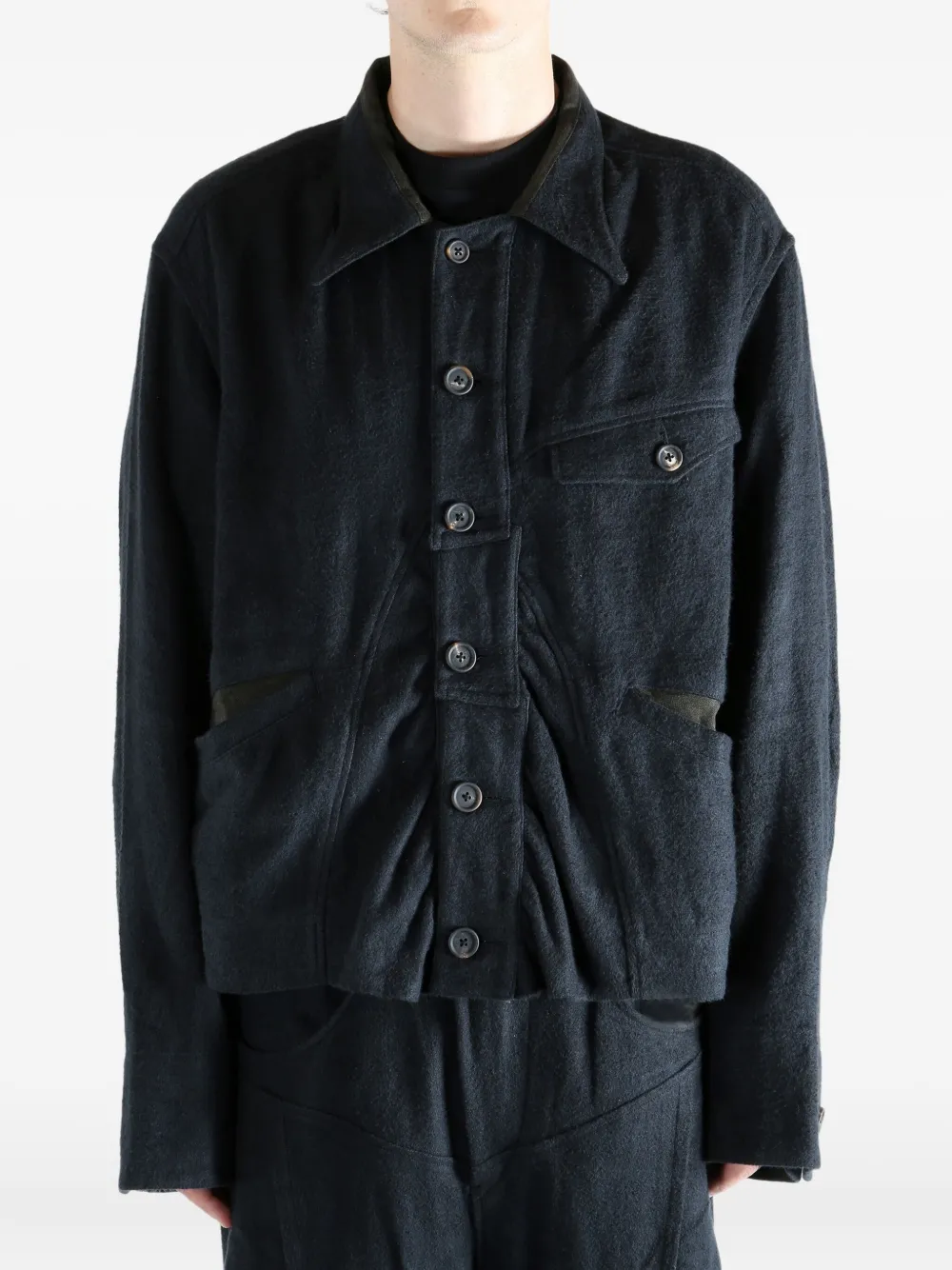 Ziggy Chen Buttoned Patch-pocket Jacket In Gray