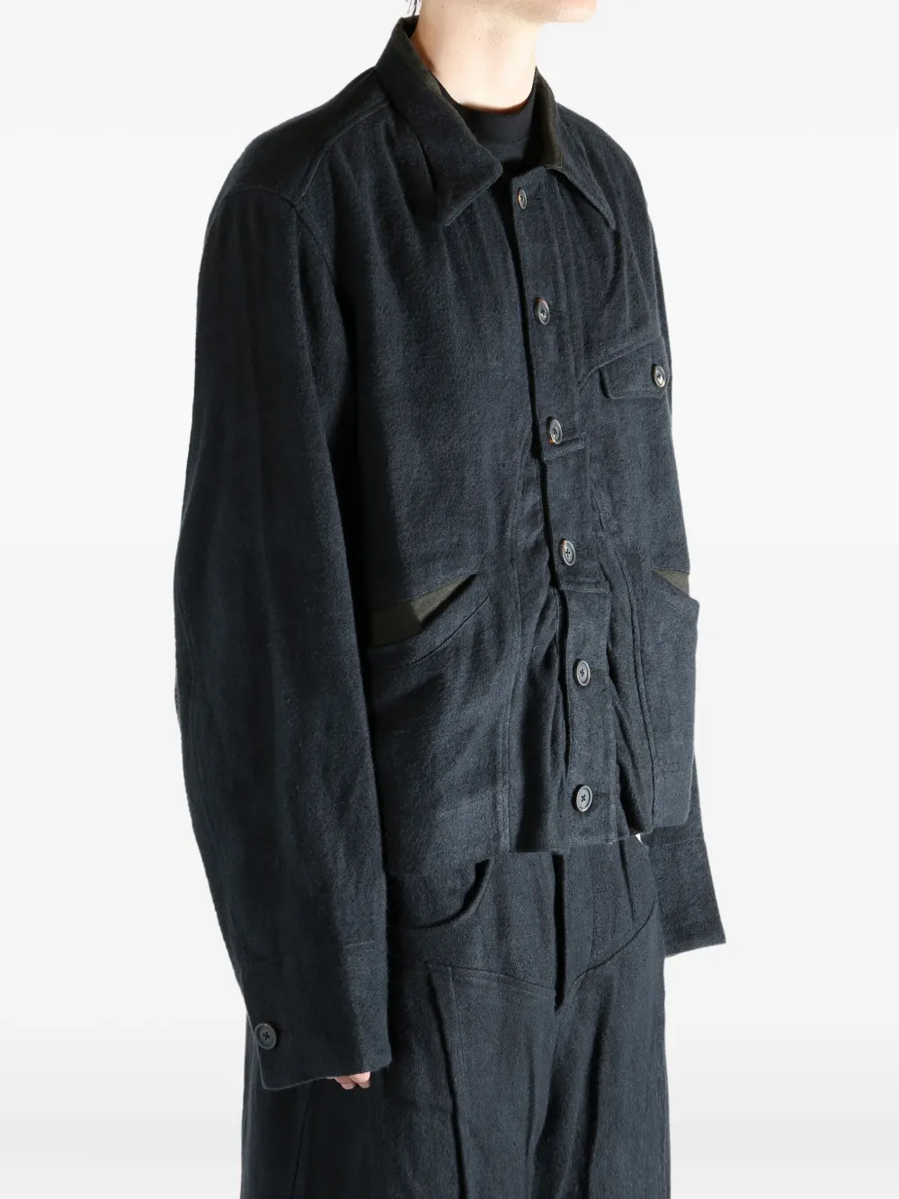 Ziggy Chen Buttoned Patch-pocket Jacket In Gray