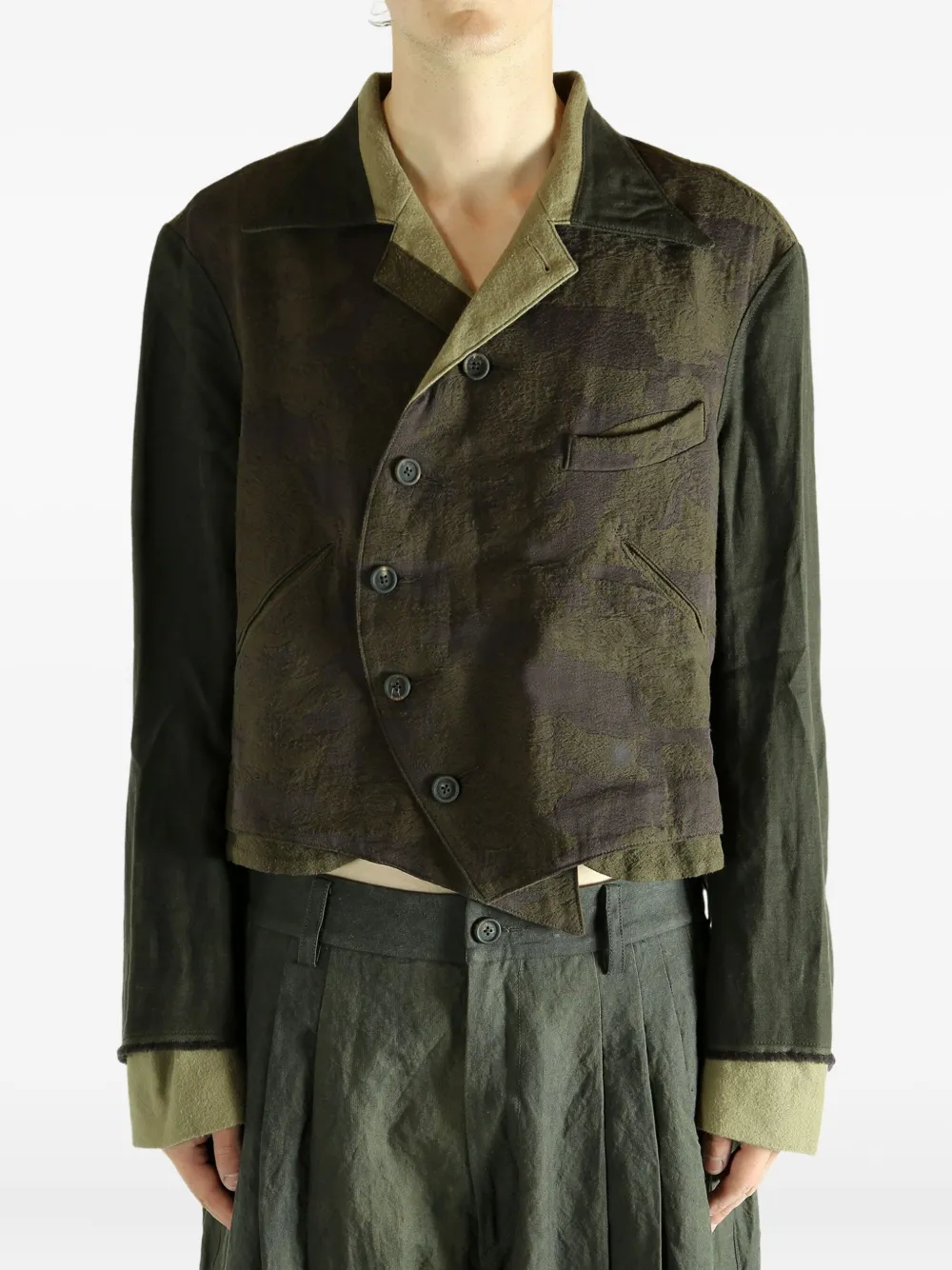 Ziggy Chen Buttoned Panelled Jacket In Green