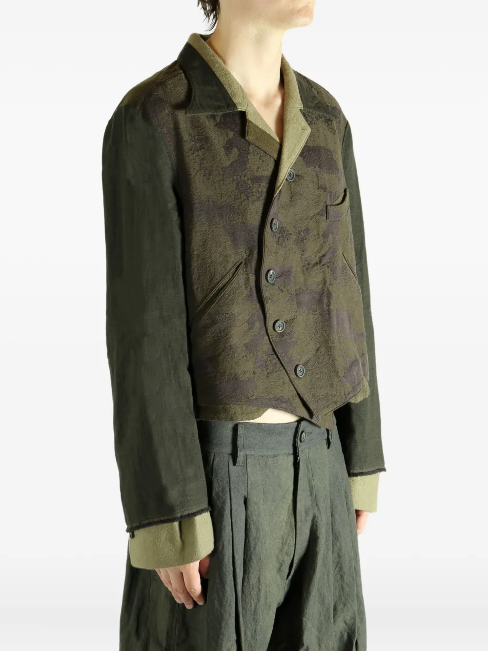 Ziggy Chen Buttoned Panelled Jacket In Green