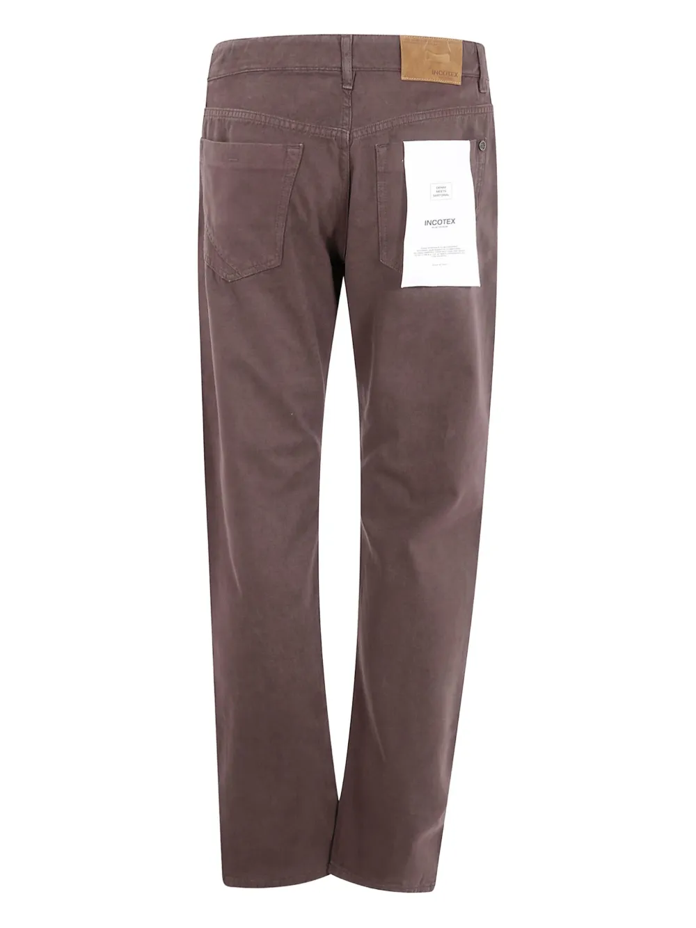 Incotex Logo-patch Tapered Trousers In Brown