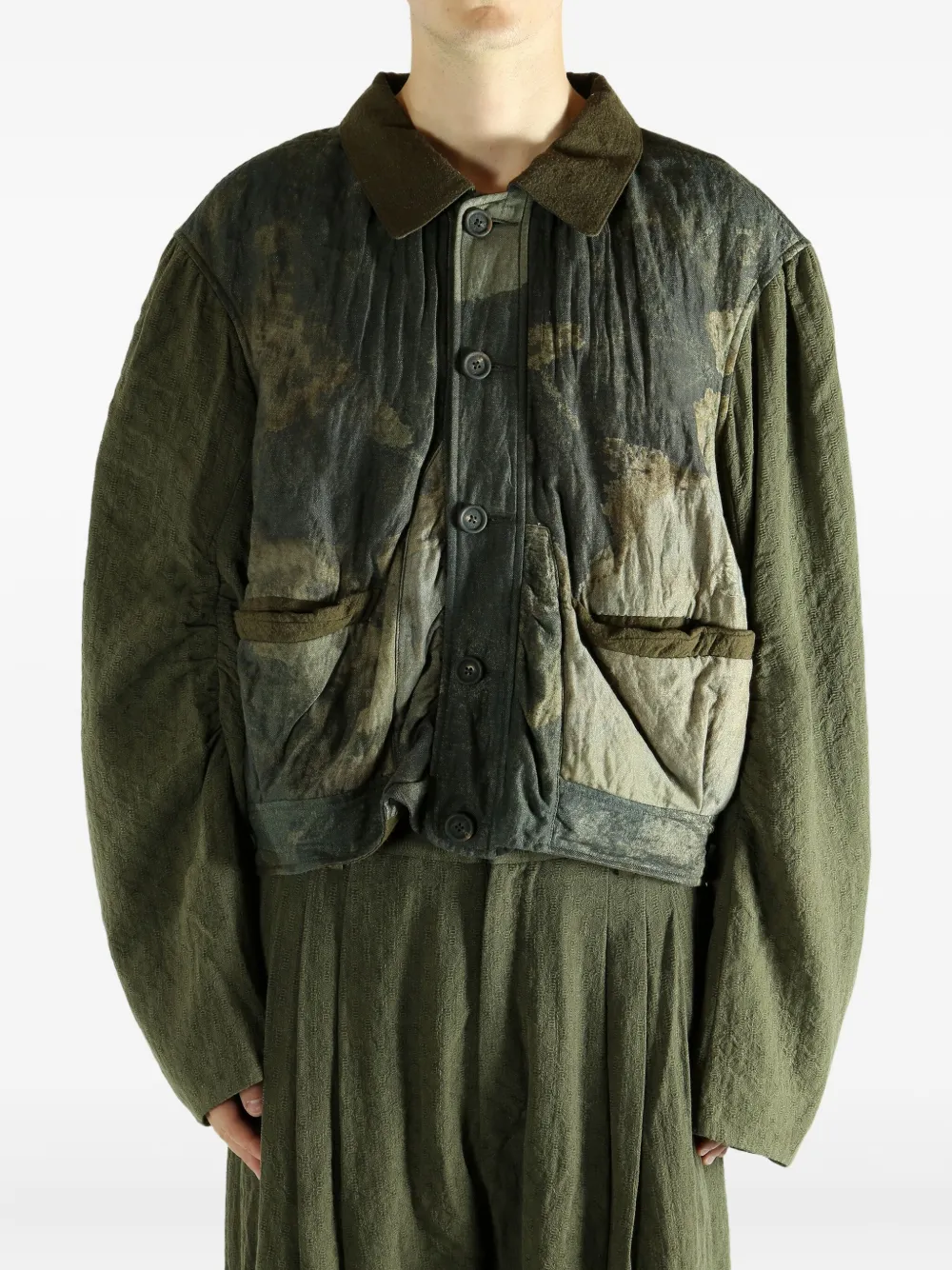 Ziggy Chen Buttoned Patch-pocket Jacket In Green
