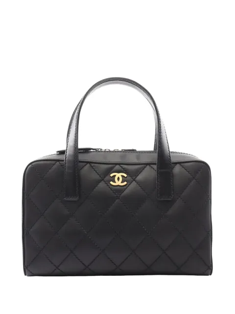 CHANEL Pre-Owned bolsa de mano de piel de becerro con detalle de socturas 2003-2004
