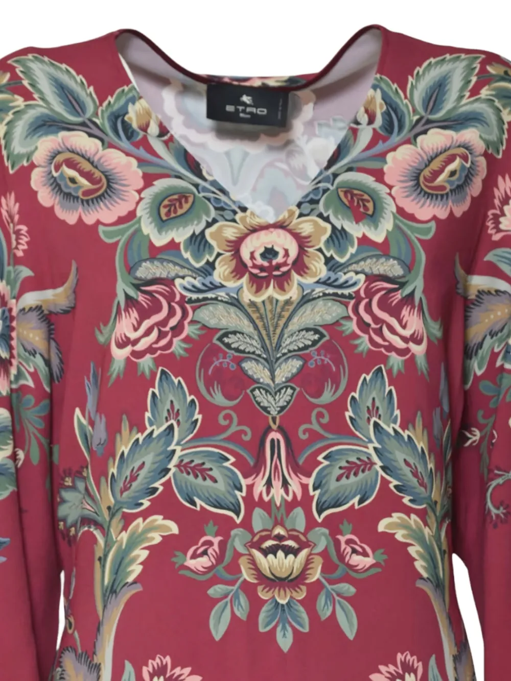 ETRO Jurk met bloemenprint en V-hals Rood
