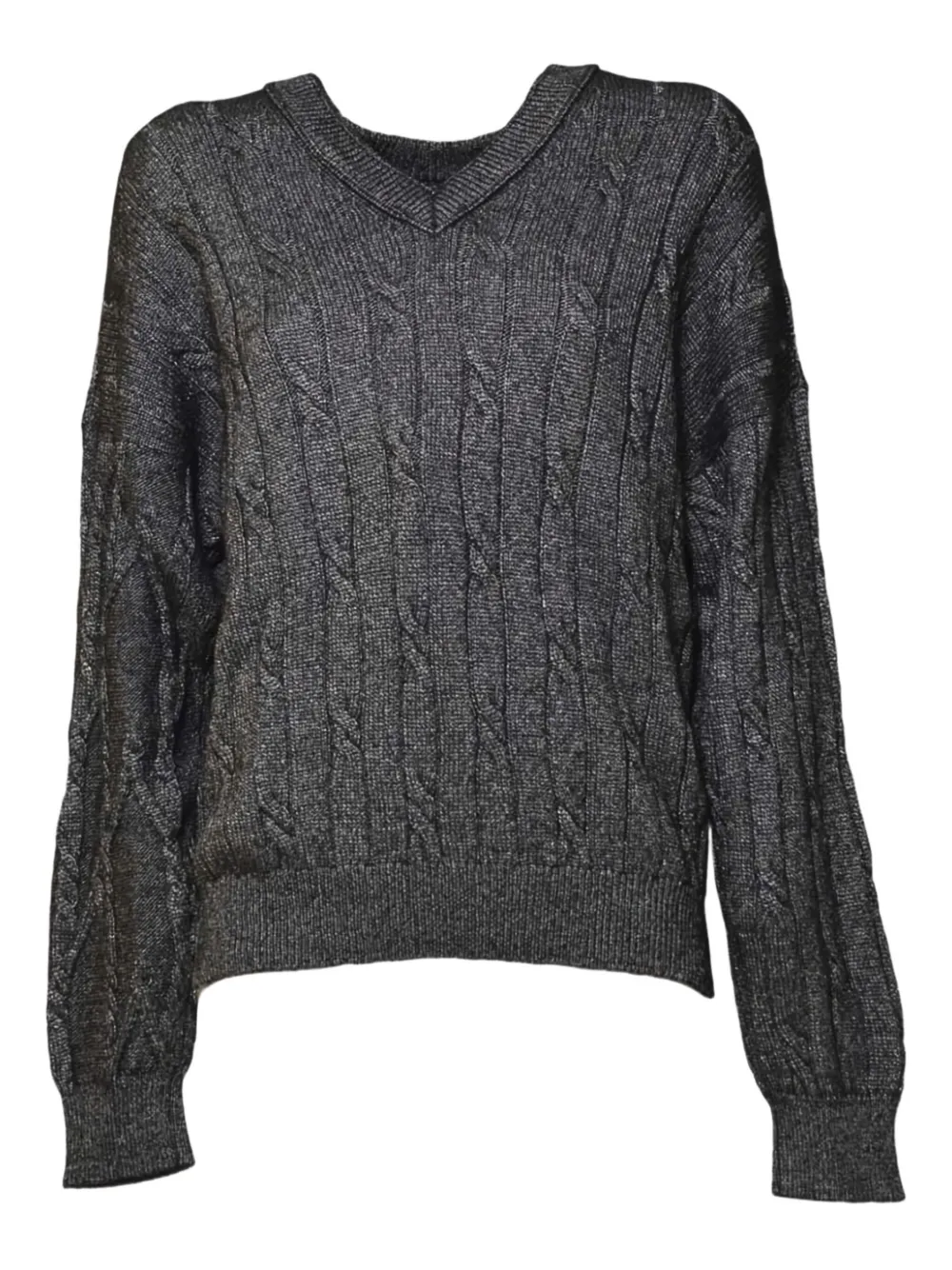 Solotre Classic Black Round Neck Sweater With Long Sleeves In Gray