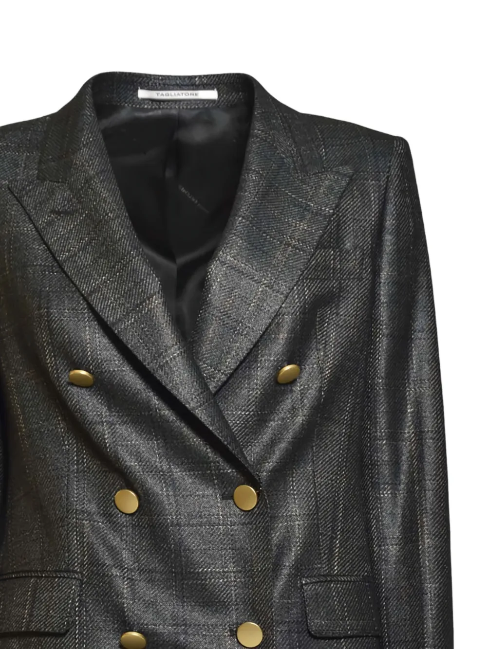 Tagliatore Double-breasted Check Blazer In Black