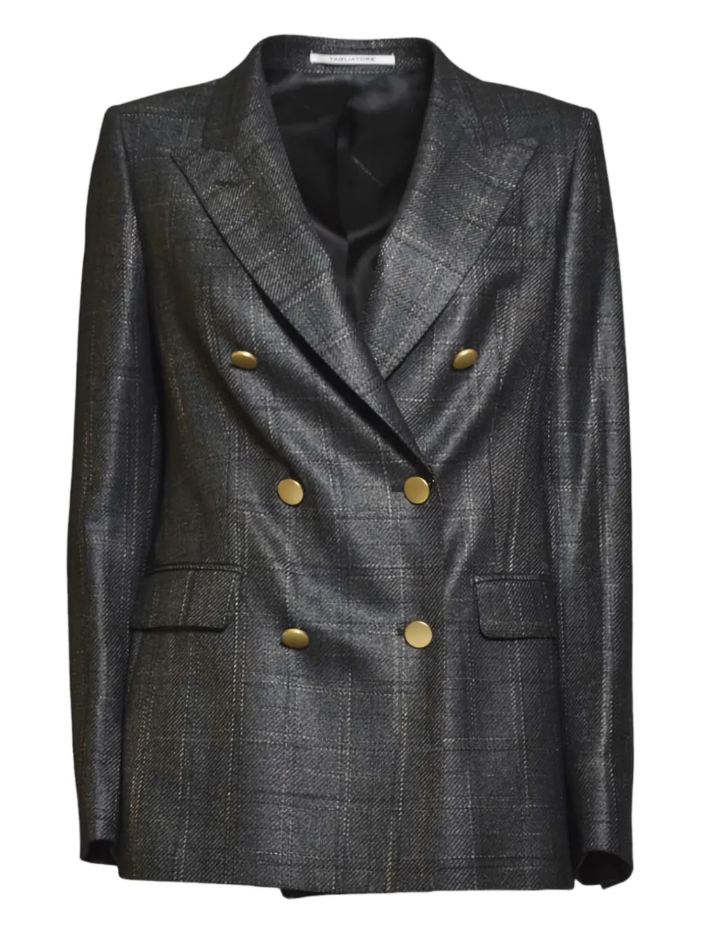 Tagliatore Double-breasted Check Blazer In Black
