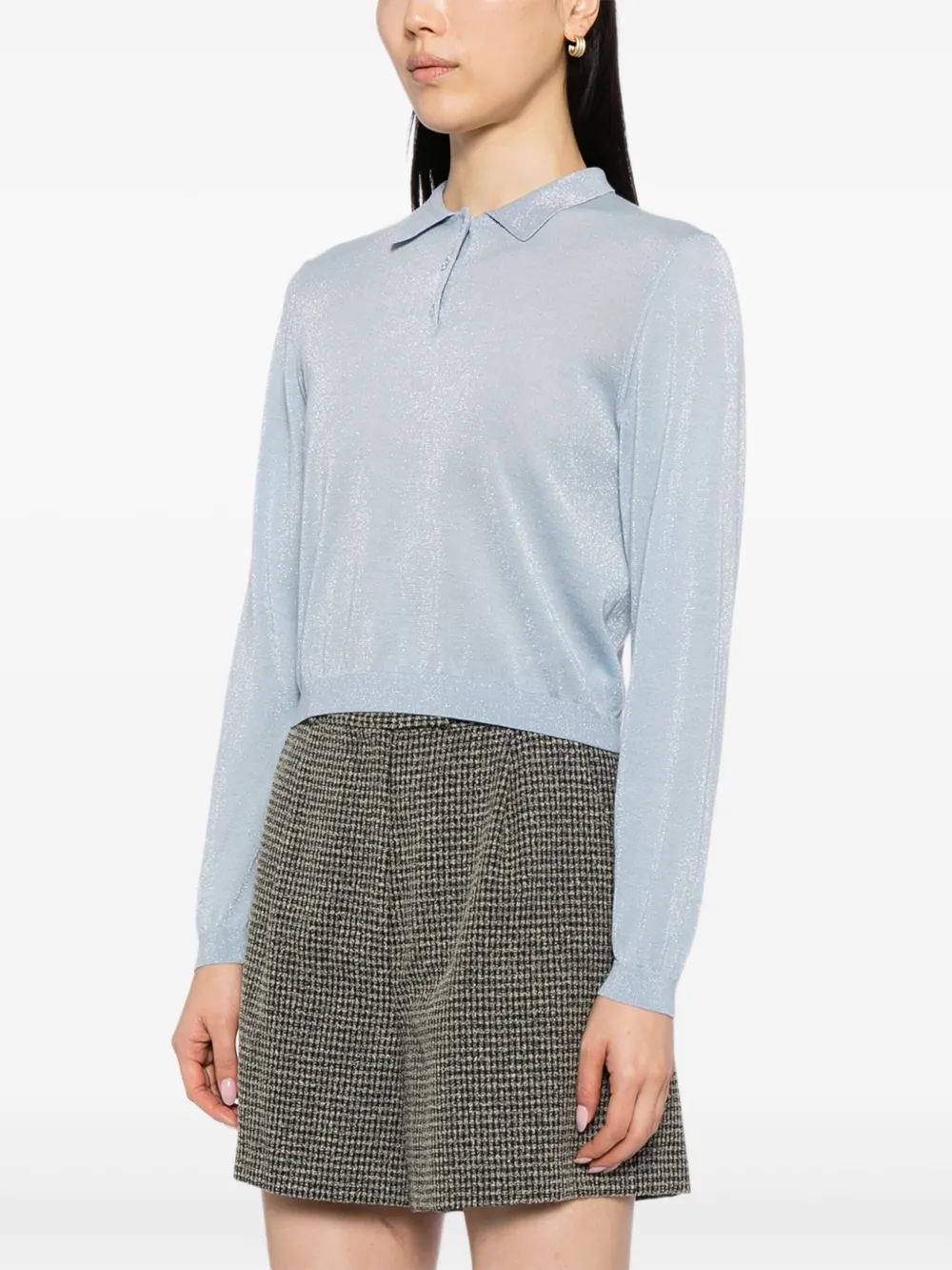 To B. By Agnès B. Cropped Polo Shirt In Blue