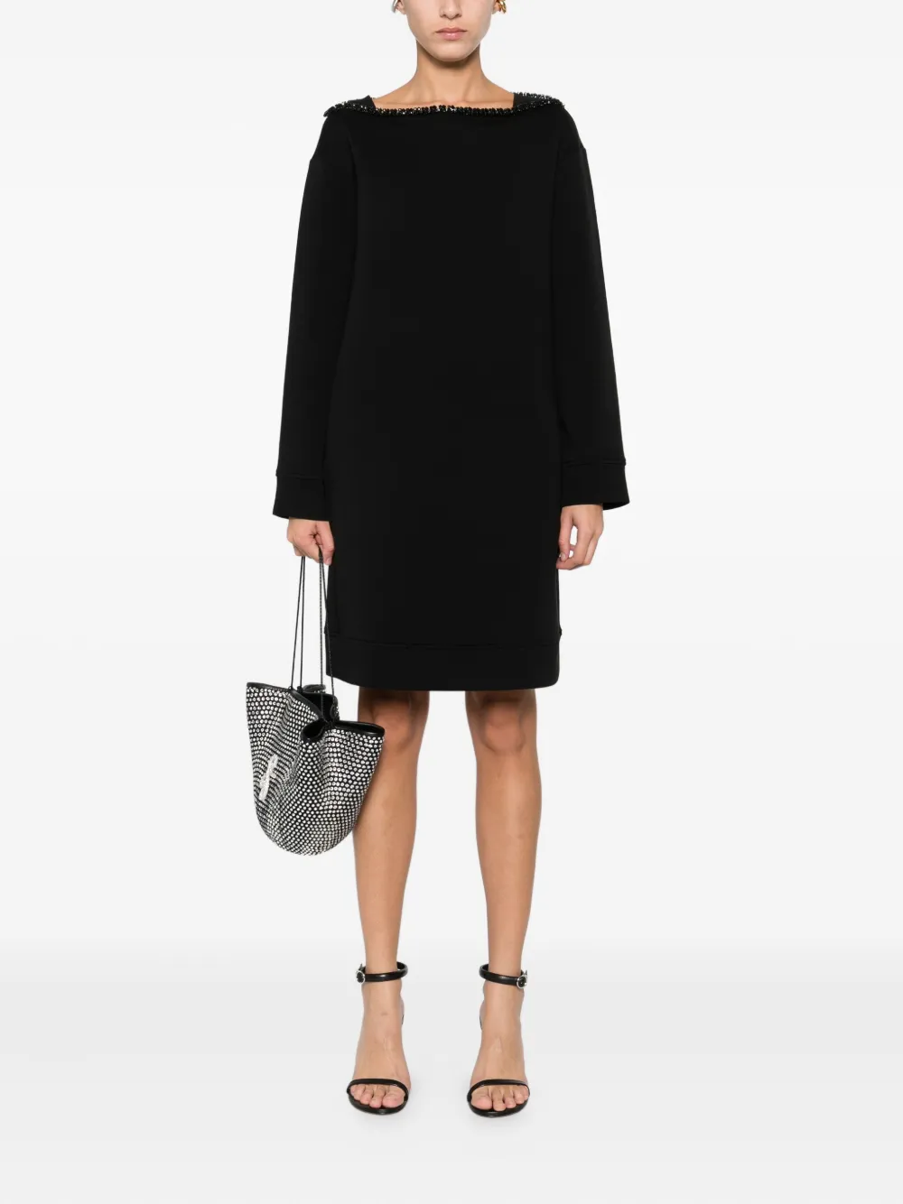 Emporio Armani Verfraaide jurk met lange mouwen - Zwart