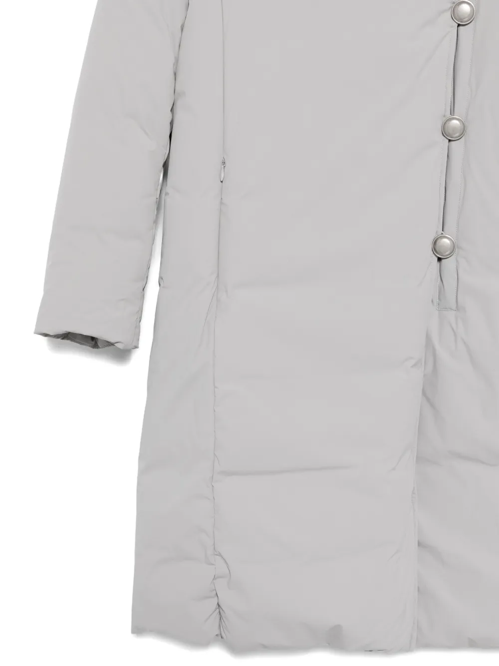 Emporio Armani Nylon Midi Down Jacket In Gray
