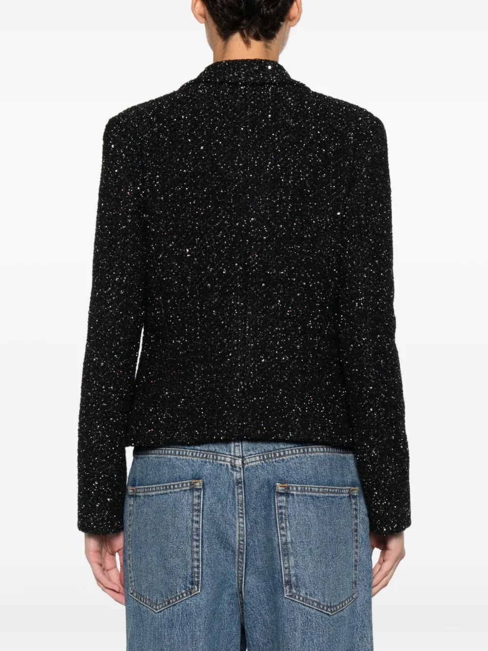 Emporio Armani Single-breasted Jacket Sparkling Finish In Black