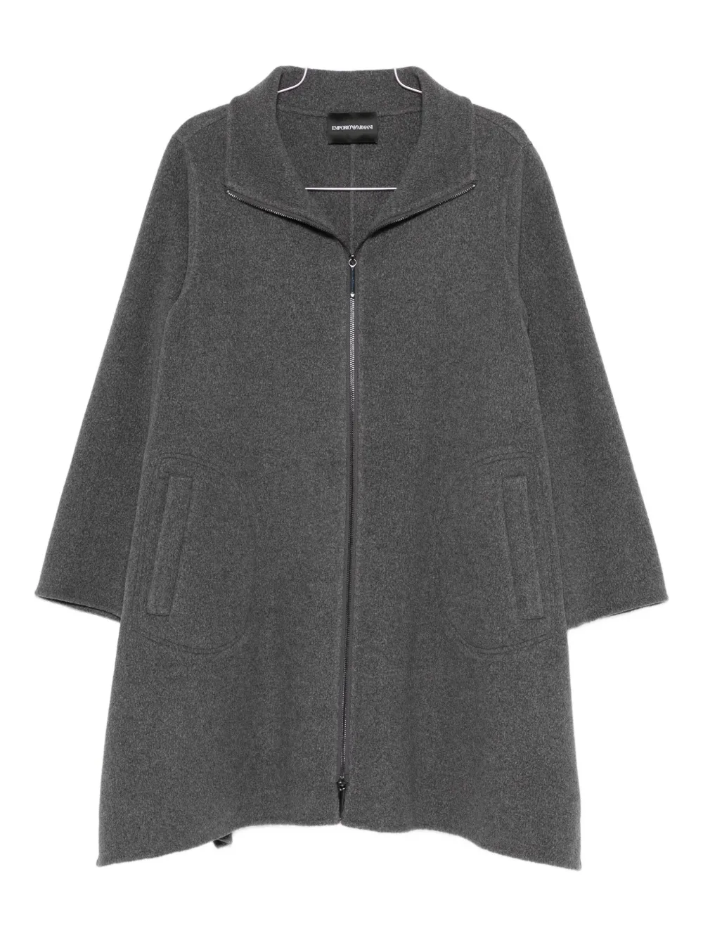Emporio Armani Zip-up Coat In Gray