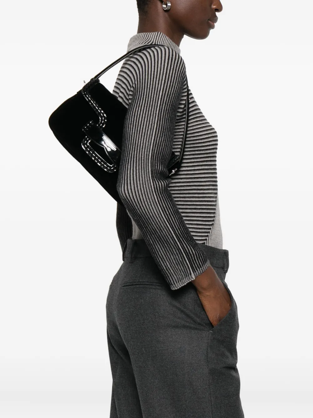 Emporio Armani Schoudertas met logodetail - Zwart