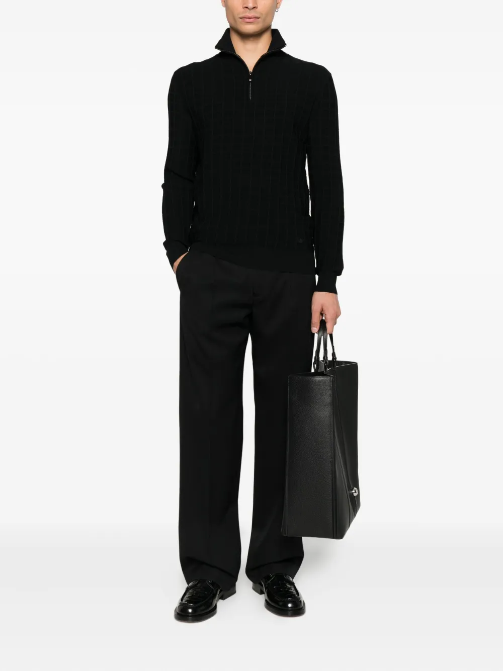 Emporio Armani zip-neck sweater - Zwart