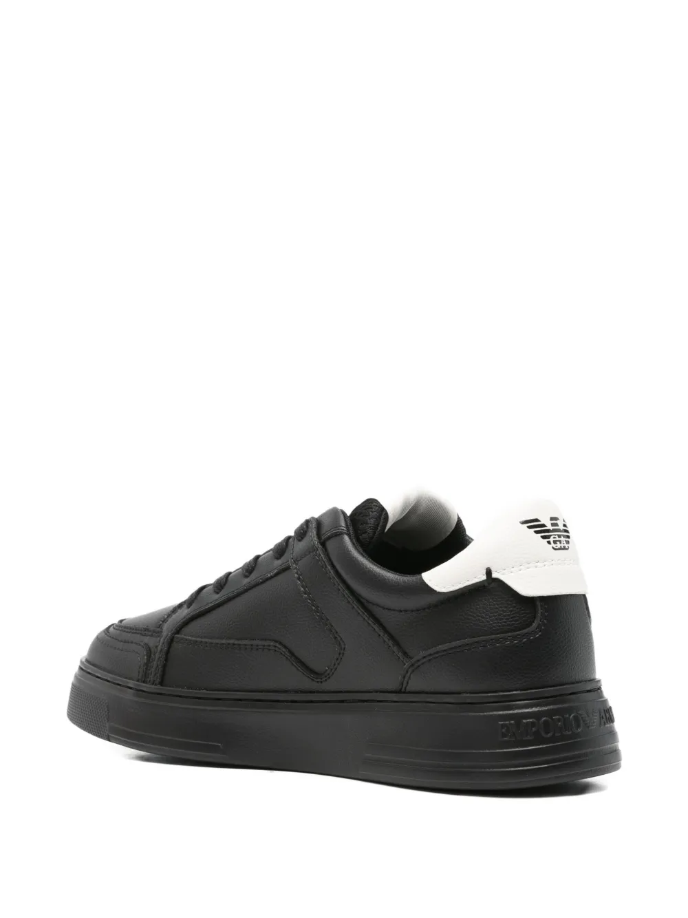 Emporio Armani Leren sneakers Zwart
