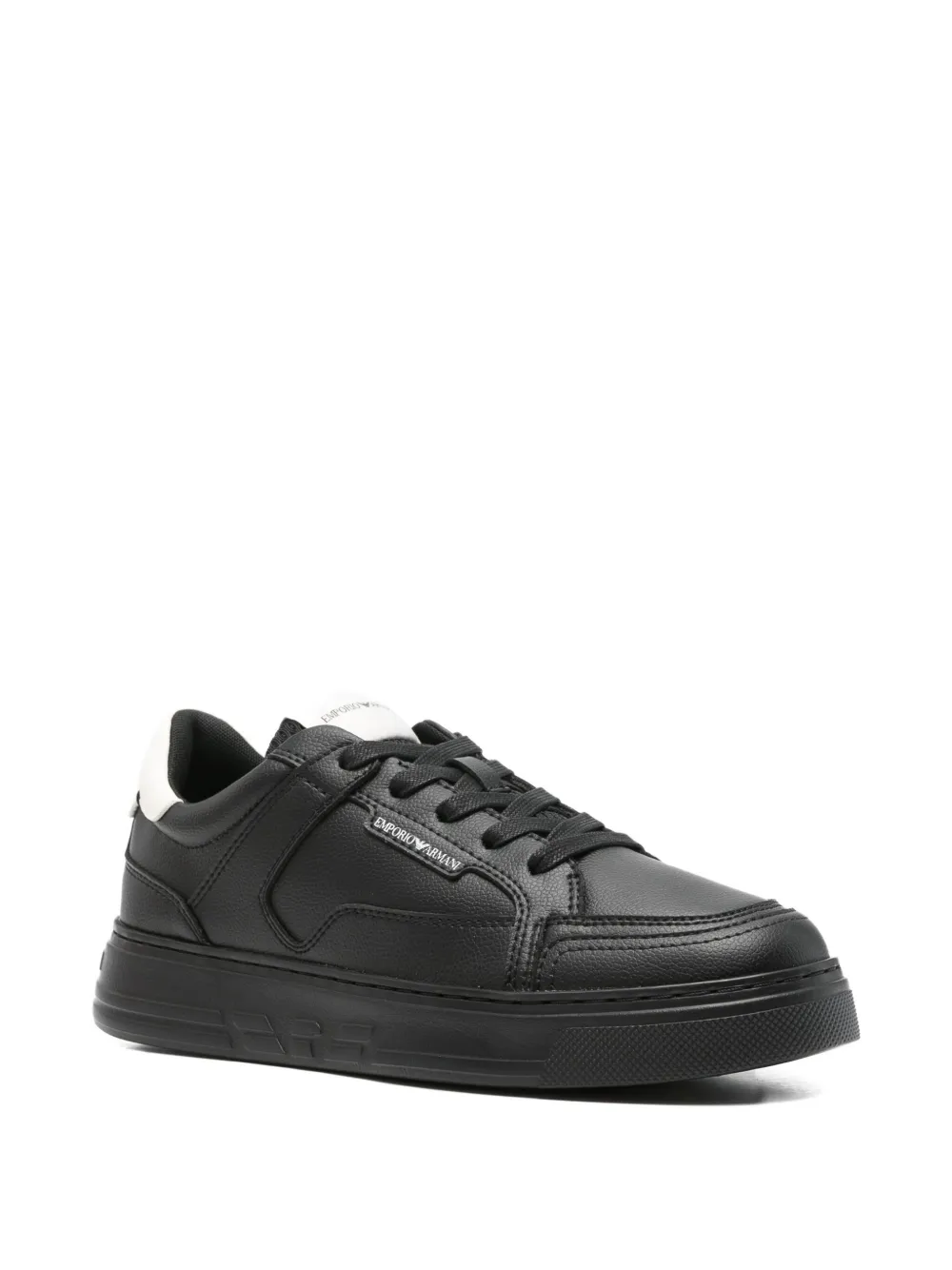Emporio Armani Leren sneakers Zwart
