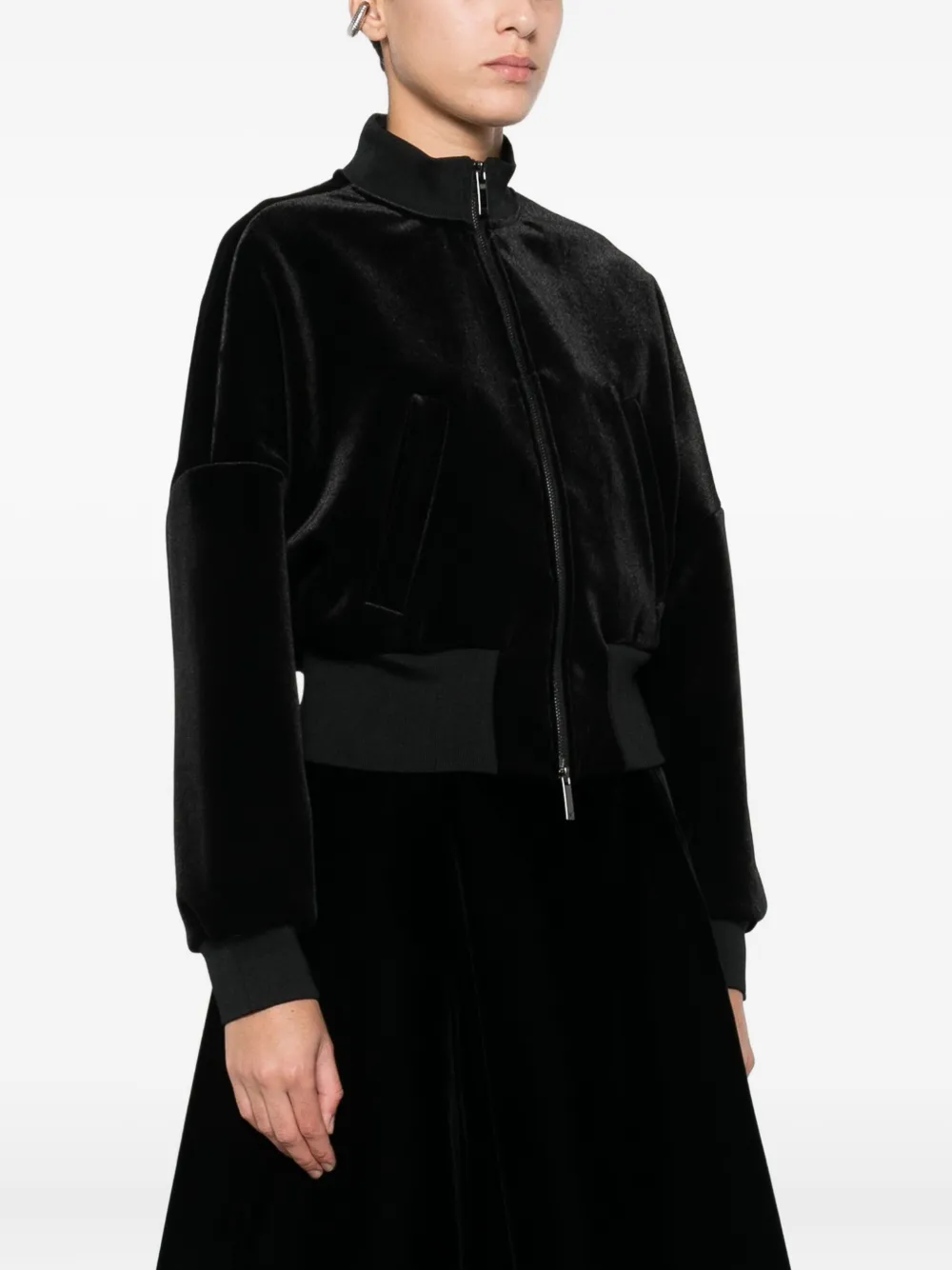 Emporio Armani Zip-up Bomber Jacket In Black