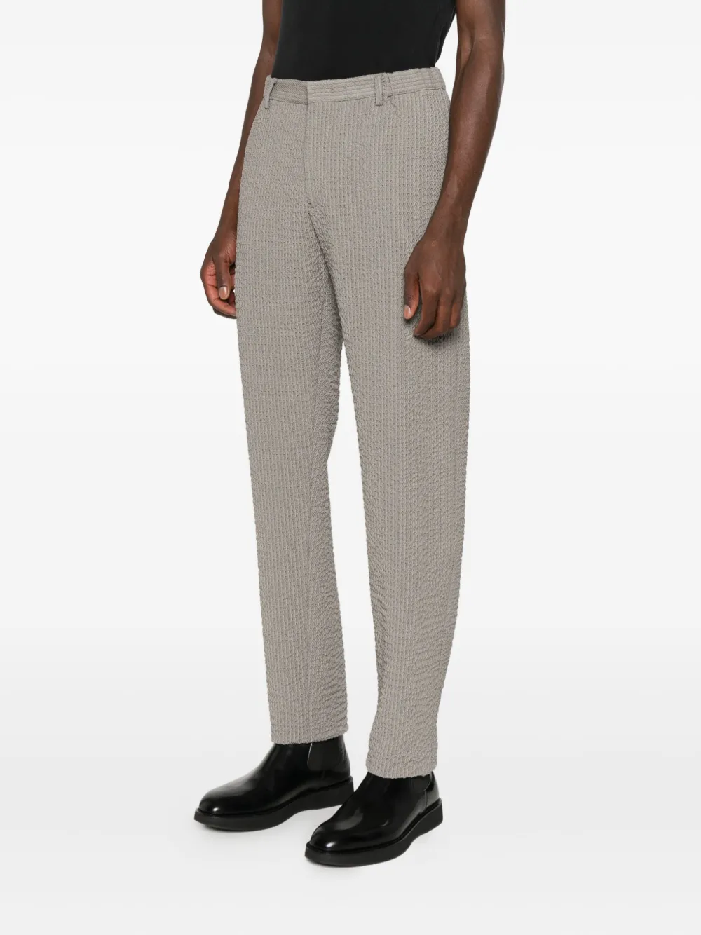Emporio Armani Fijngeribbelde broek Grijs