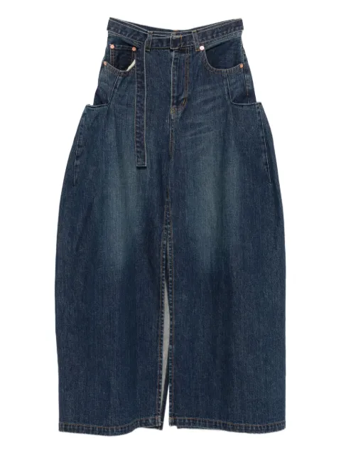 sacai belted denim skirt