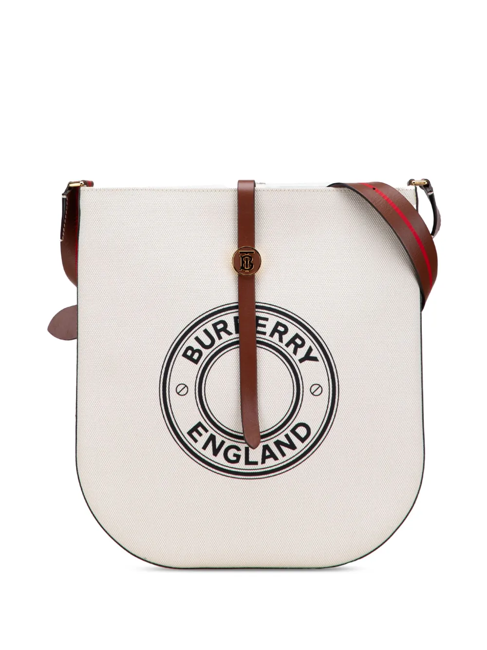 Pre-owned Burberry 2018-2025 Printed Canvas Logo Anne Crossbody Bag In White
