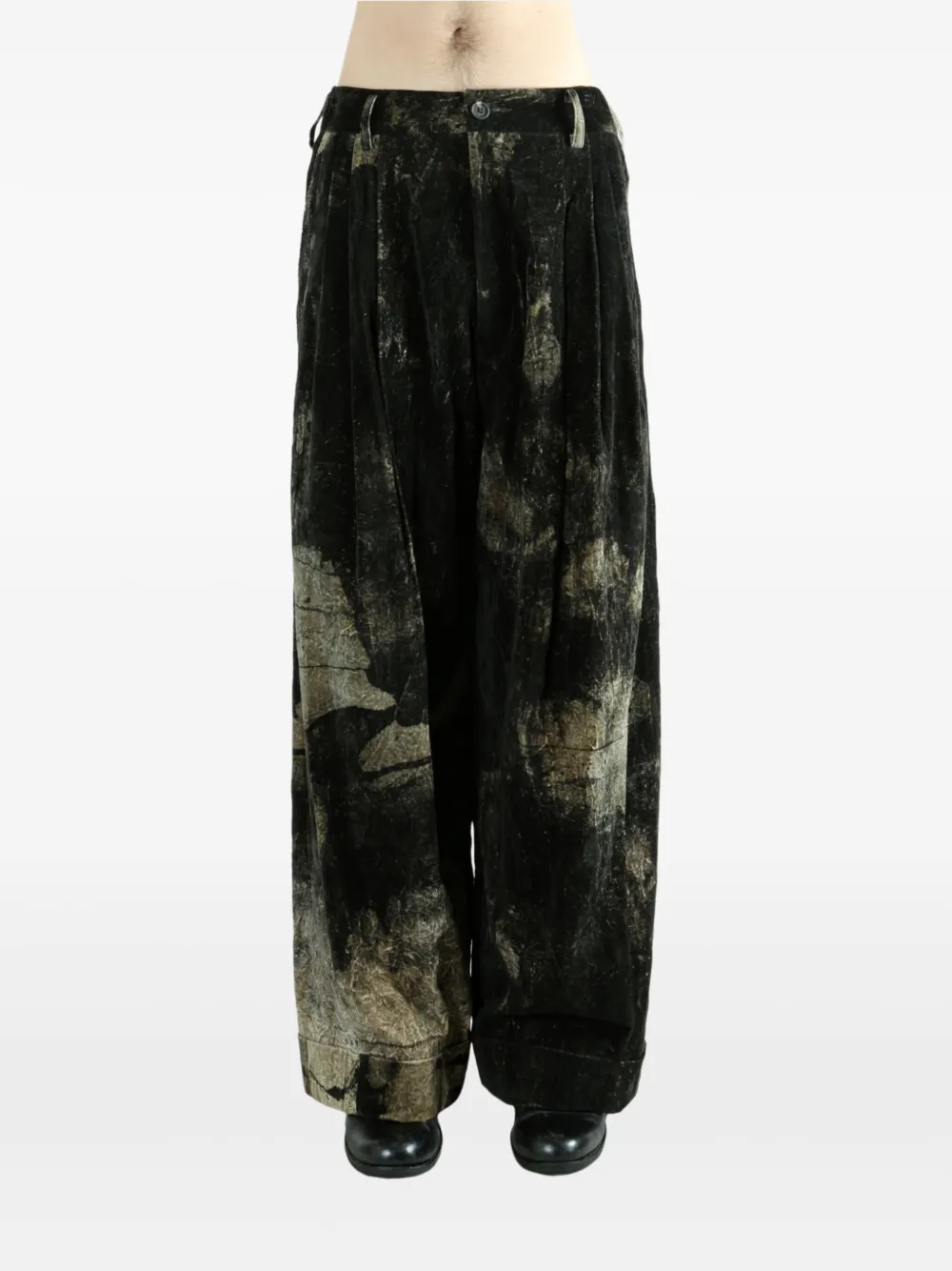 Ziggy Chen pleated wide-leg trousers - Zwart