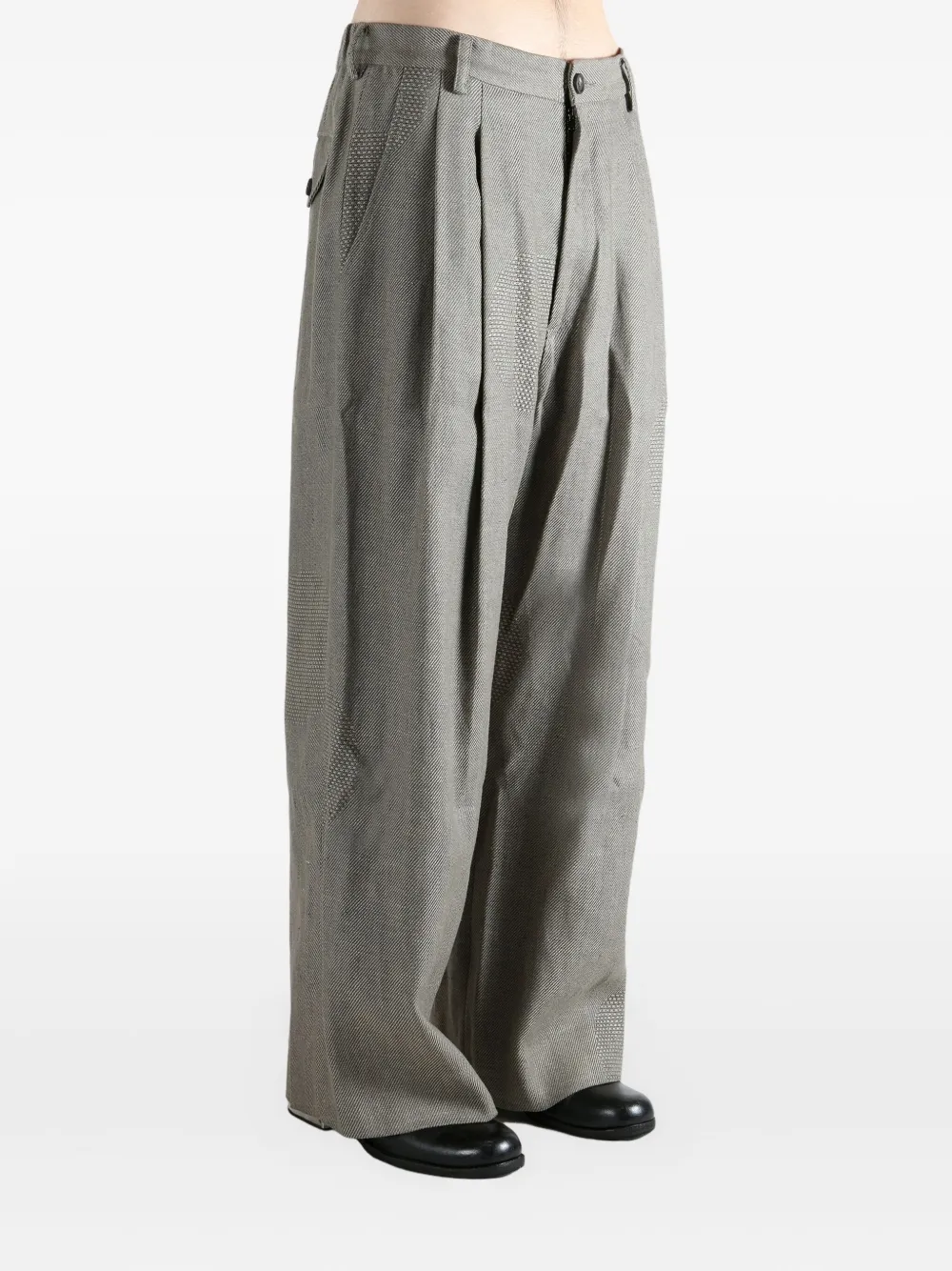 Ziggy Chen Linen Wide-leg Trousers In Gray