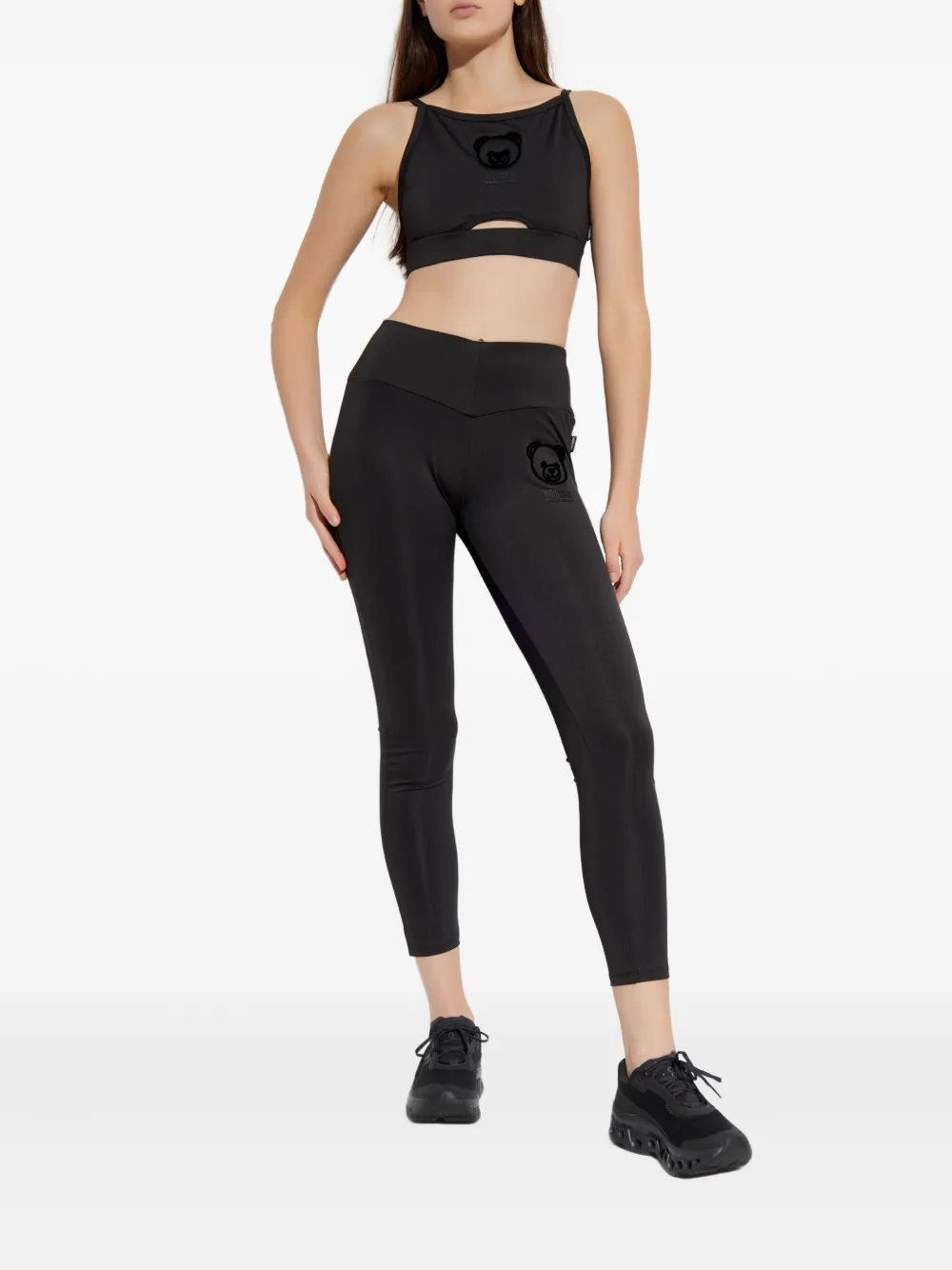 Moschino teddy bear-motif sports bra - Zwart
