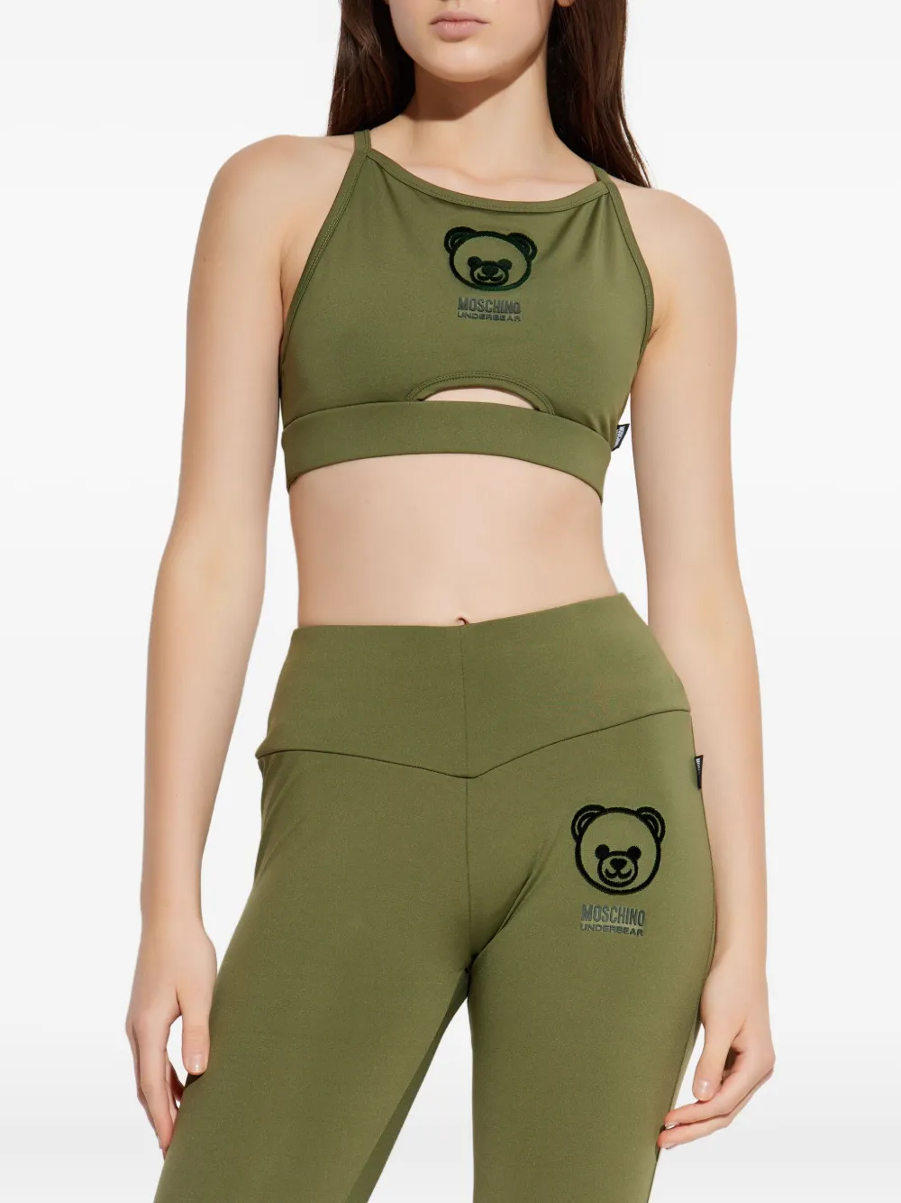 Moschino Teddy Bear Crop Top In Green