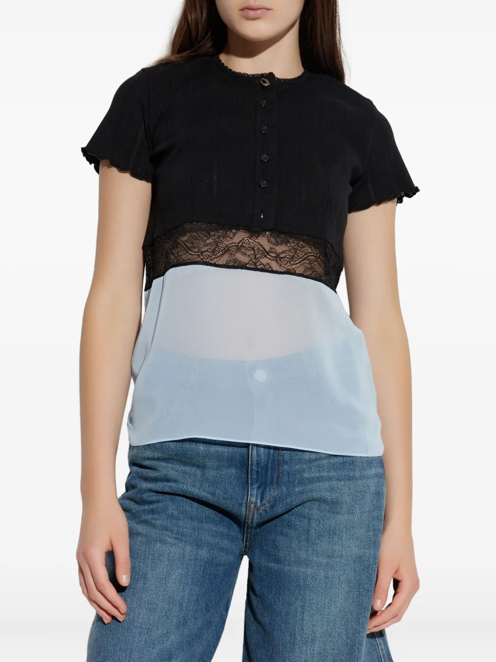 Coperni Lace-panelled Blouse In Multi