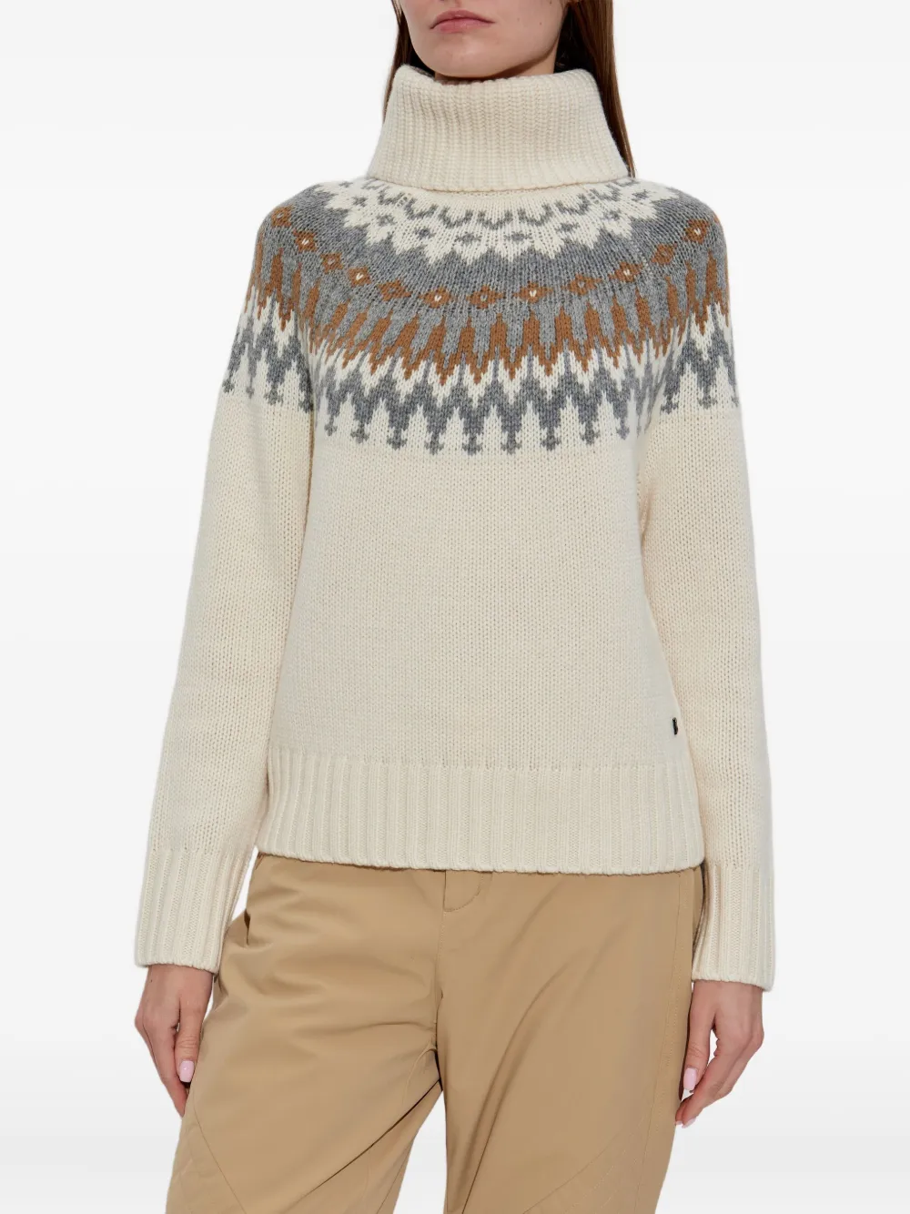 Bogner Ingrid Patterned Turtleneck Sweater In Neutral