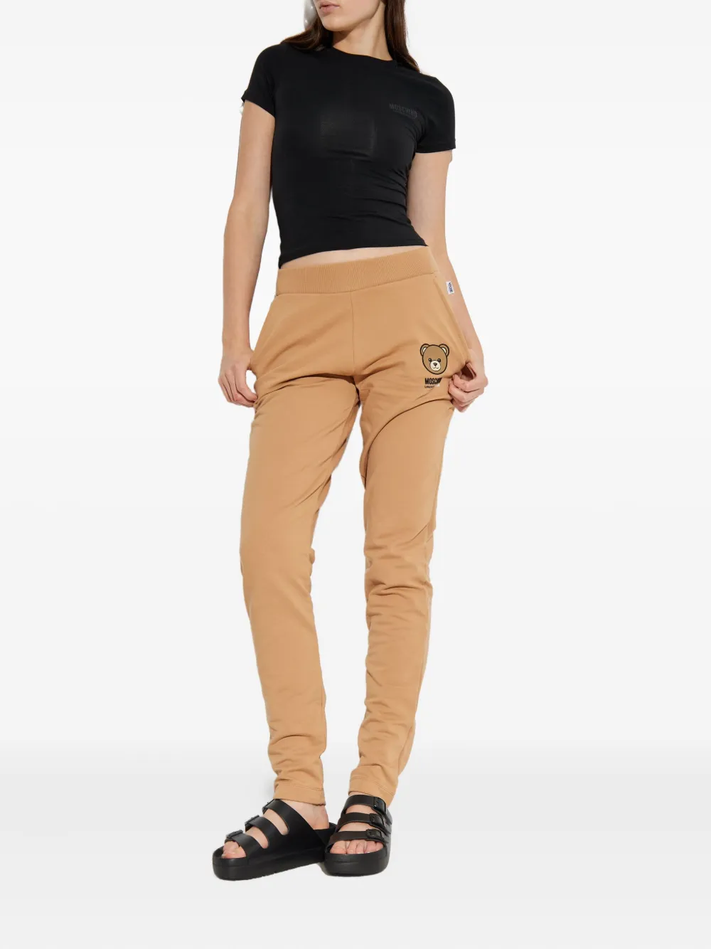 Moschino Teddy Bear Track Pants In Nude