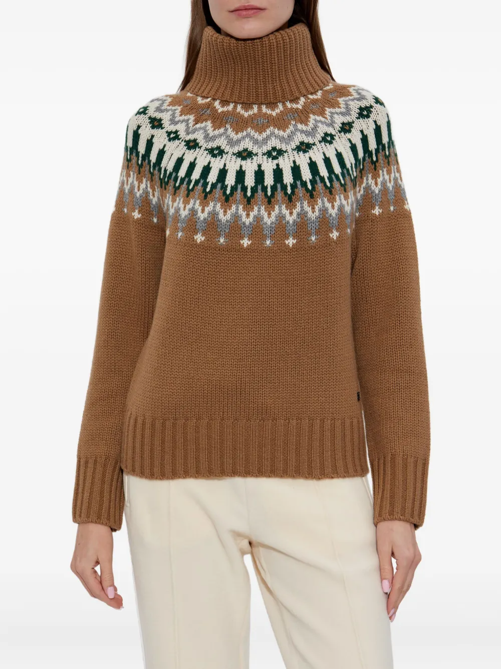Bogner Ingrid Patterned Turtleneck Sweater In Brown