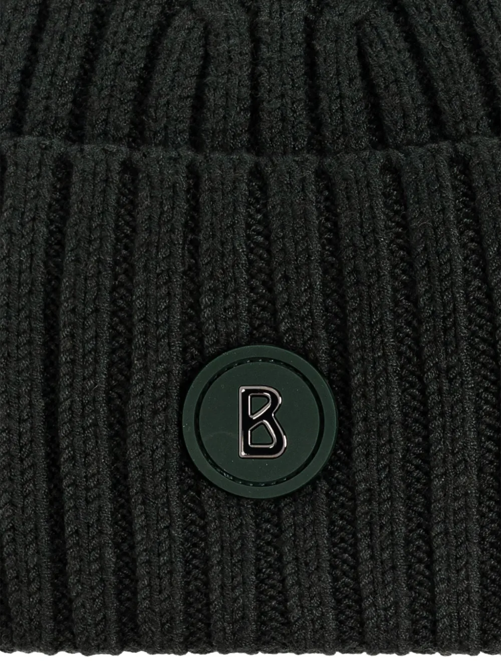 Bogner Ribbed Logo Beanie In Green