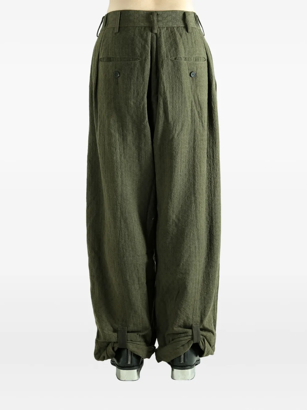 Ziggy Chen Pleated Wide-leg Trousers In Green