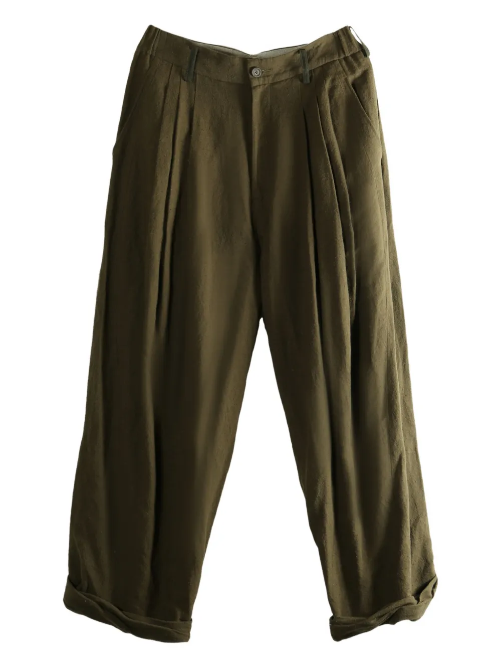Ziggy Chen linen/flax wide-leg trousers - Verde