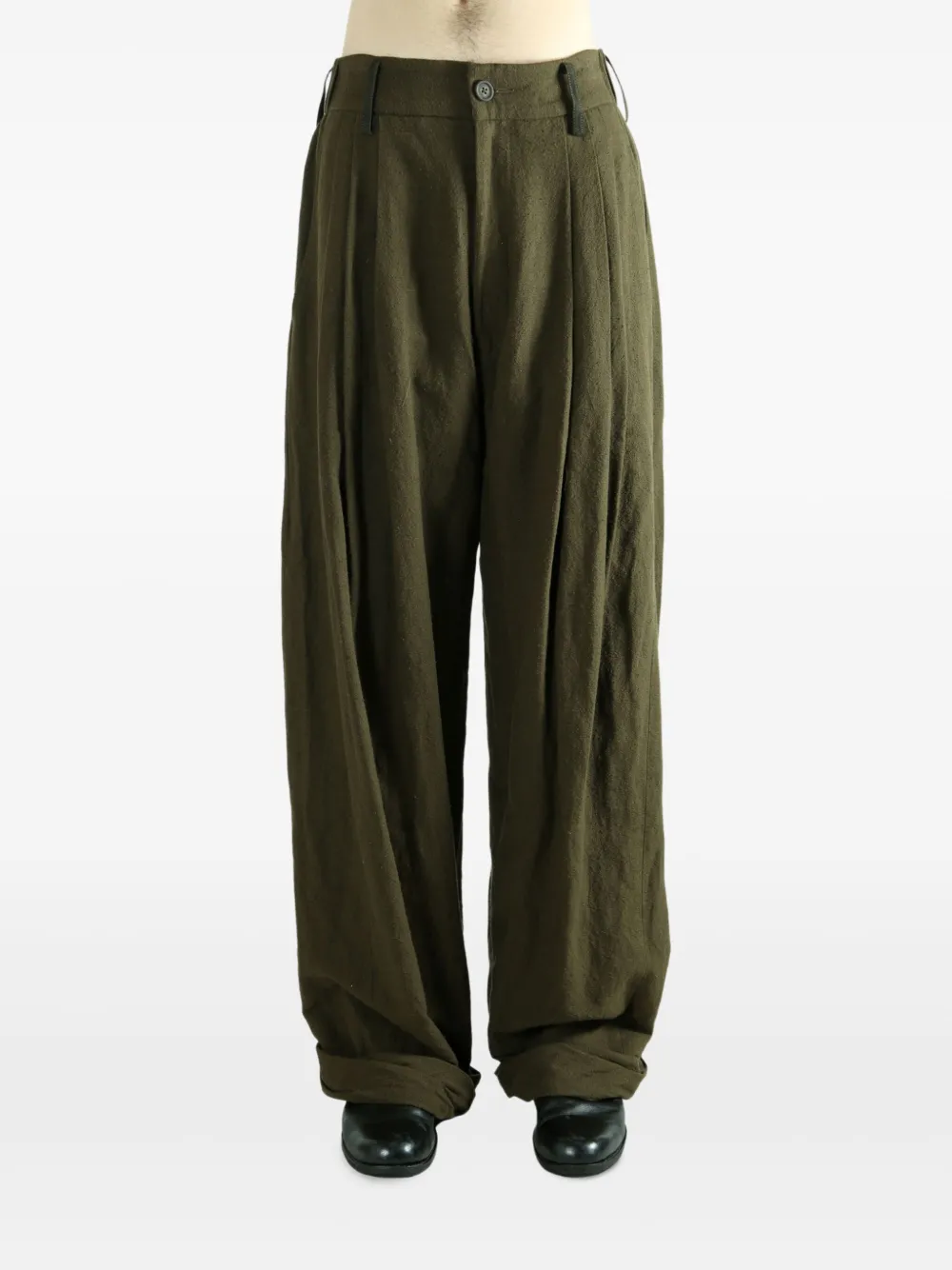 Ziggy Chen linen/flax wide-leg trousers - Groen
