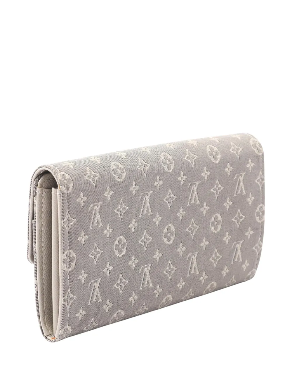 Pre-owned Louis Vuitton 2008 Monogram Mini Lin Sarah Wallet Long Wallets In Gray