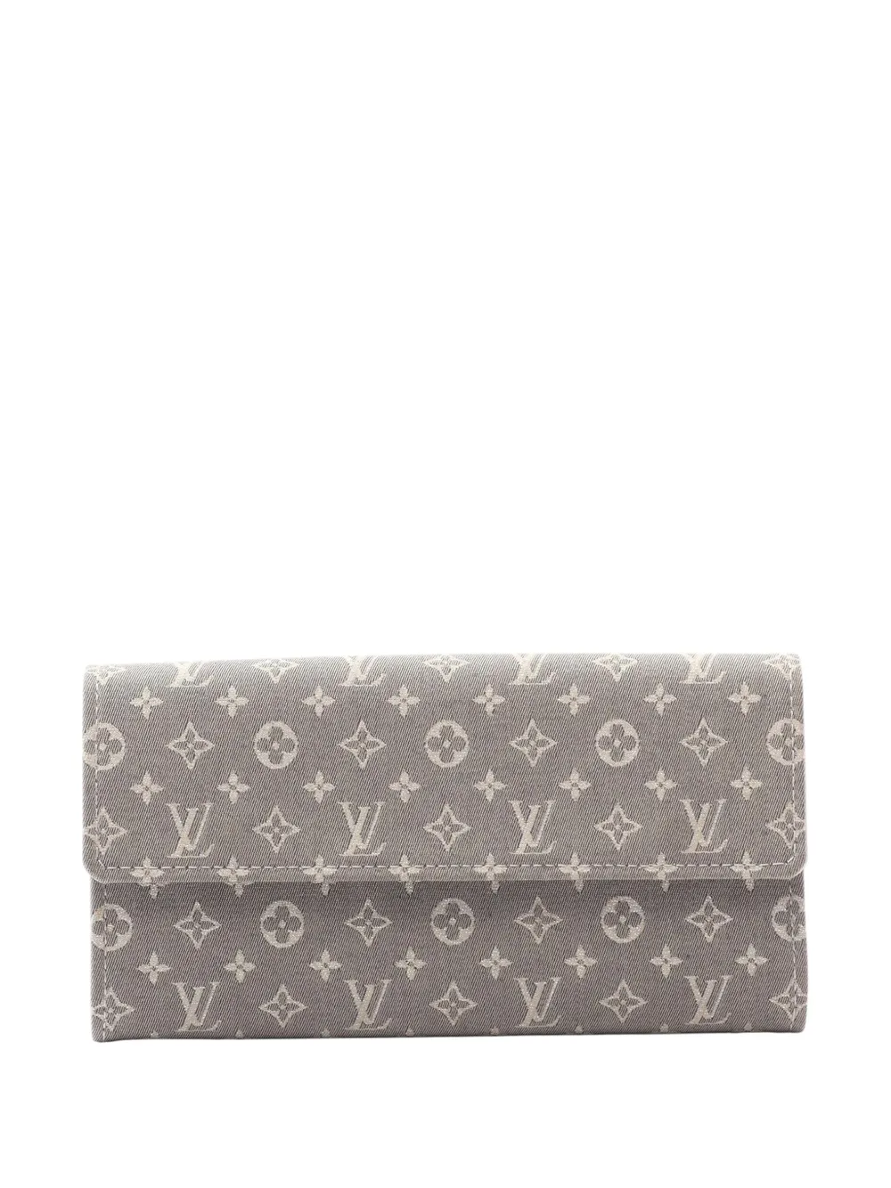 Pre-owned Louis Vuitton 2008 Monogram Mini Lin Sarah Wallet Long Wallets In Gray