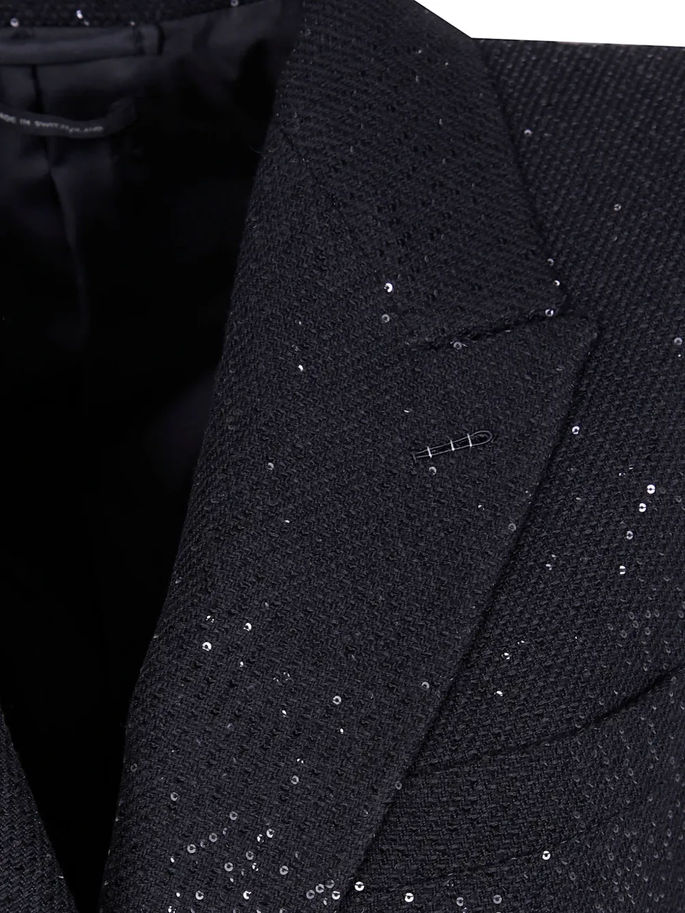 Tom Ford Sequined Wool Blend Crepe Double Breasted Coat Clothing In Blue