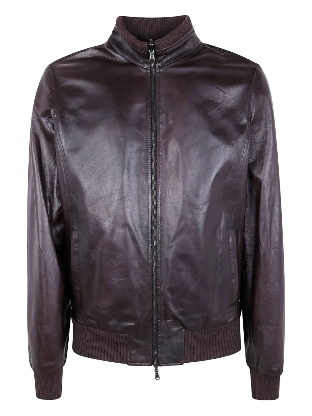 Barba ribbed leather jacket | Brown | Image 1