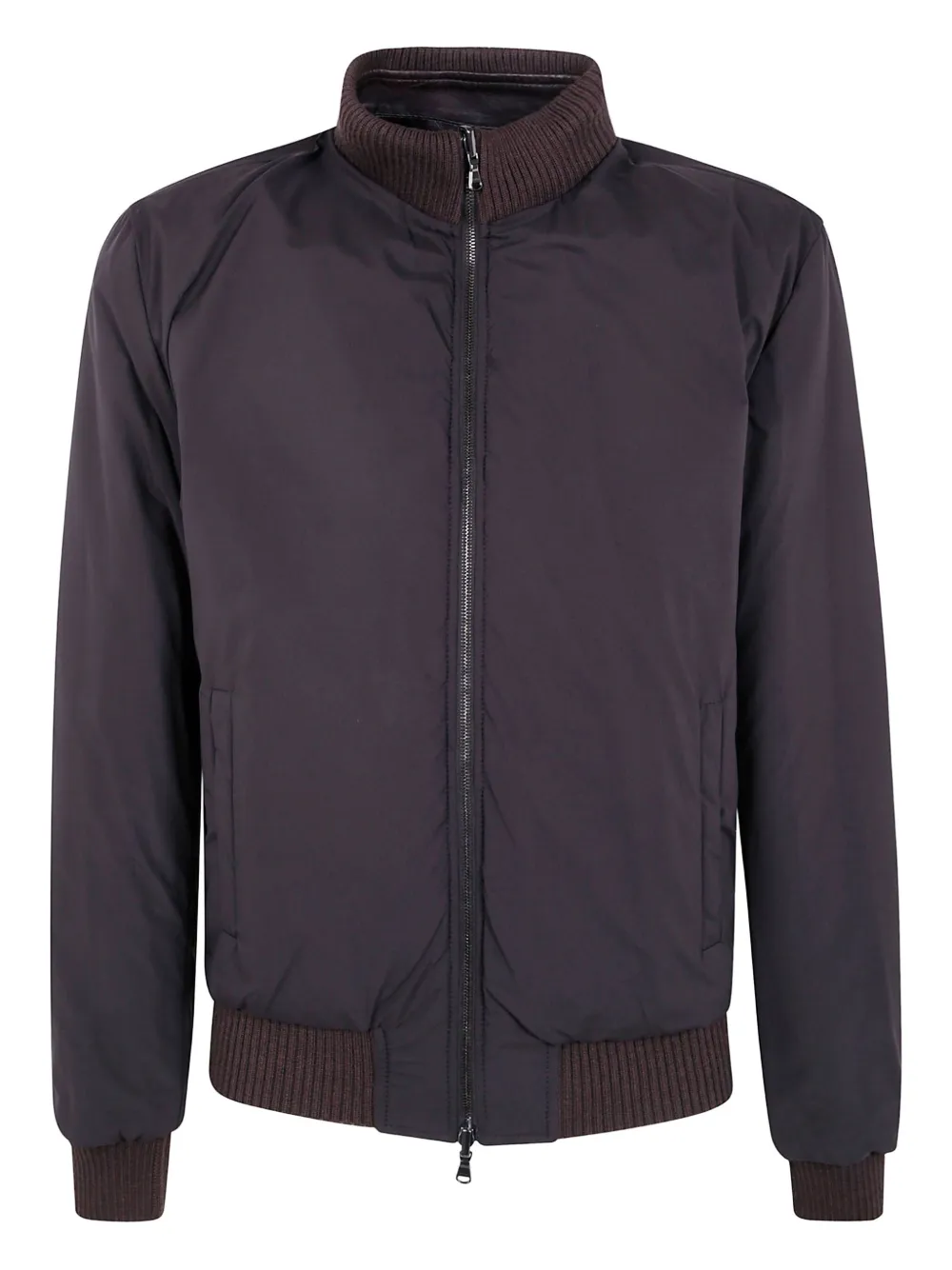 Barba Napoli Ribbed Leather Jacket In Brown