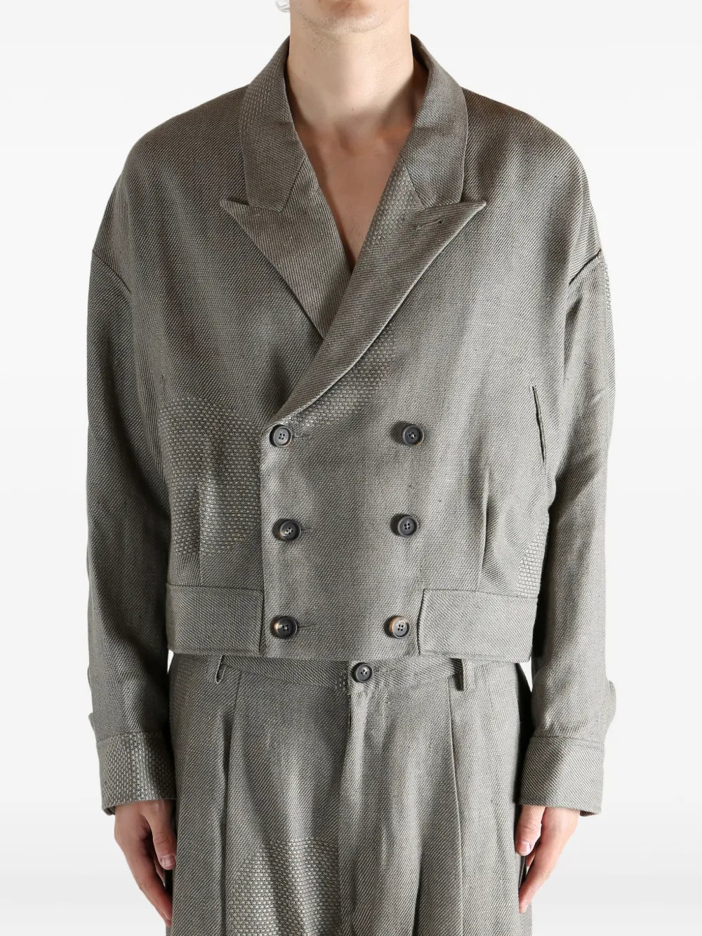 Ziggy Chen Double-breasted Panelled Blazer In Gray
