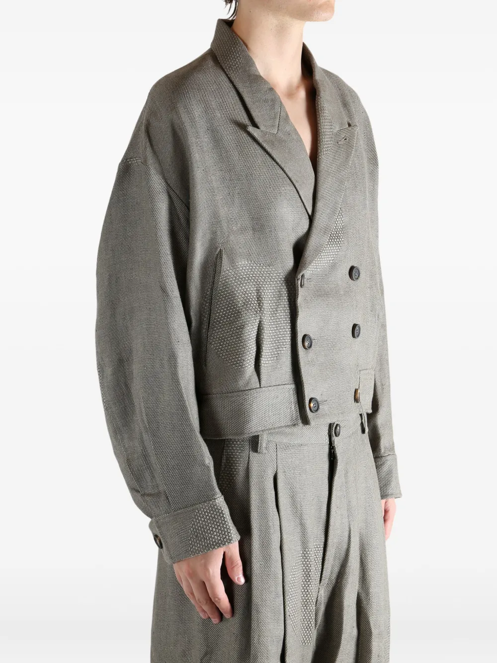 Ziggy Chen Double-breasted Panelled Blazer In Gray