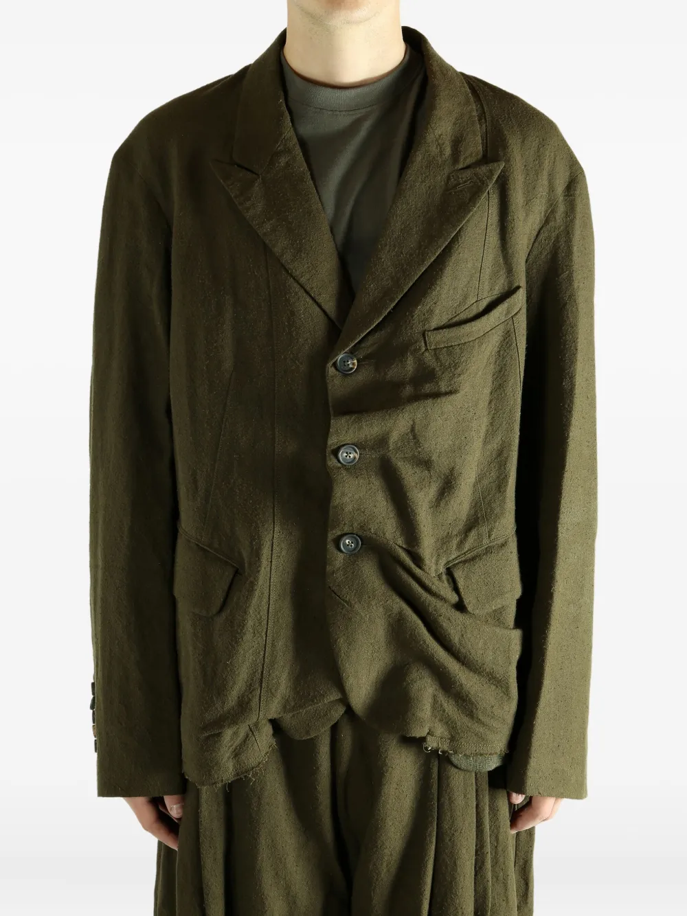 Ziggy Chen Button-down Blazer In Green