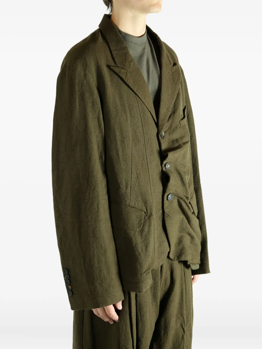 Ziggy Chen Button-down Blazer In Green