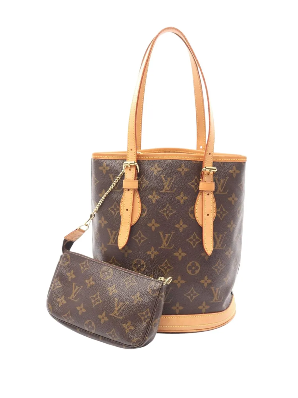 Pre-owned Louis Vuitton 2004 Monogram Petit Bucket Bag In Brown