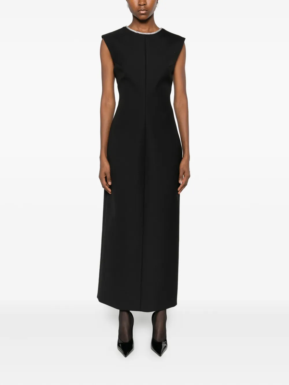 Rohe Collar-embellished Midi Dress In Black