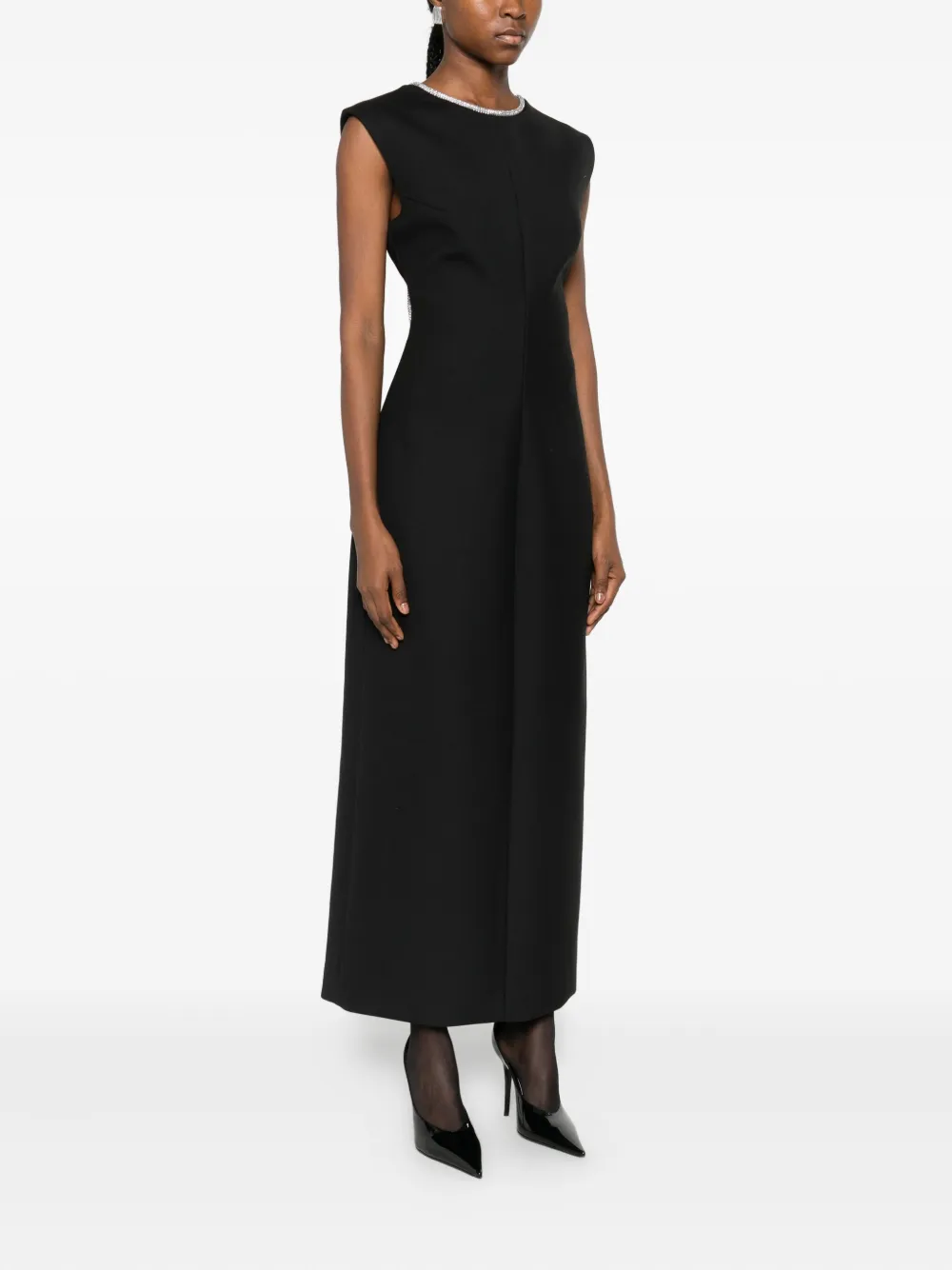 Rohe Collar-embellished Midi Dress In Black